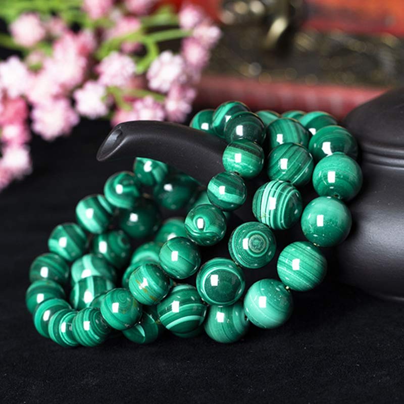 Braccialetto di protezione e calma in malachite naturale Buddha Stones