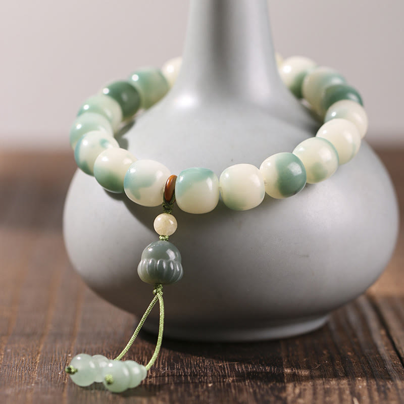 Bracciale della pace Buddha Stones, semi di Bodhi sfumati, volpe a nove code, zampa di gatto, artiglio di pigna - Piccola pigna (circonferenza del polso 16-17 cm) - image 16