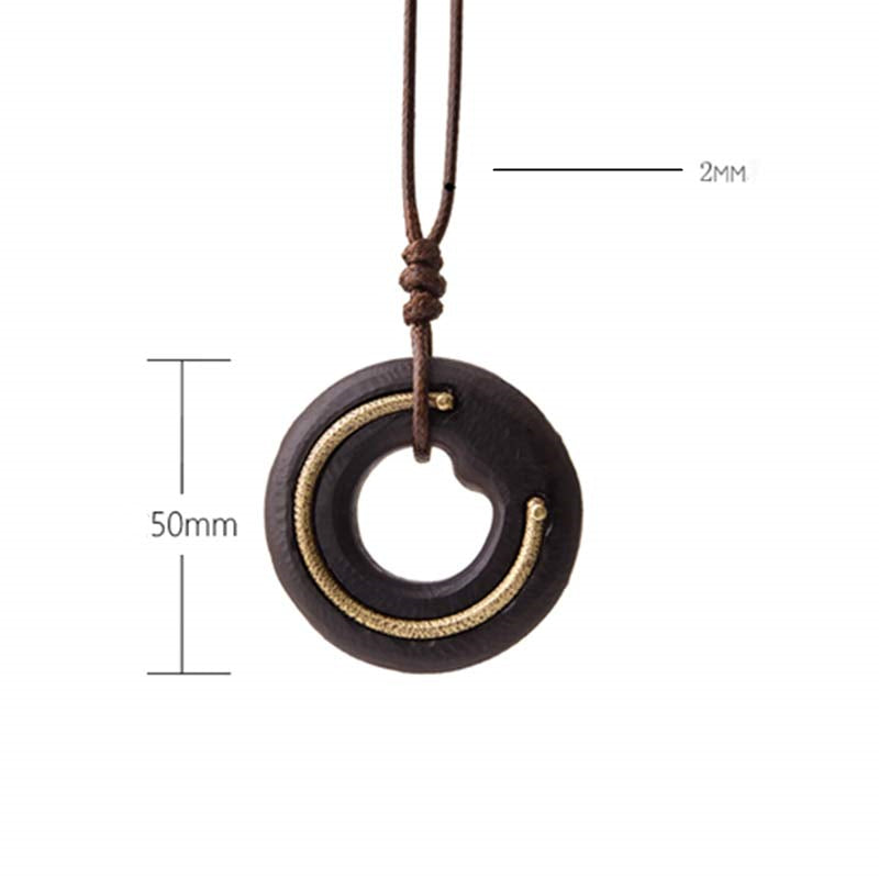 Collana con ciondolo in legno di ebano, cerchio zen, Buddha Stones , pace e calma - image 17