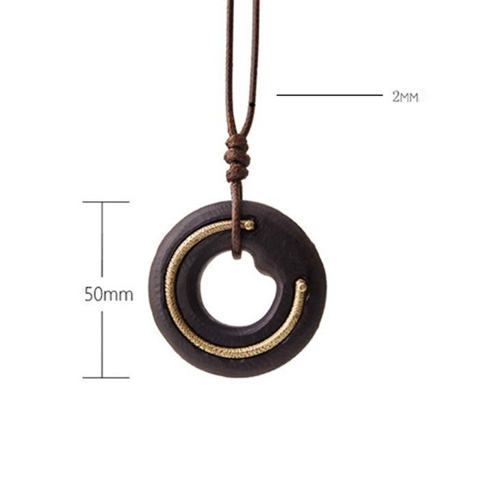 Collana con ciondolo in legno di ebano, cerchio zen, Buddha Stones , pace e calma - image 17