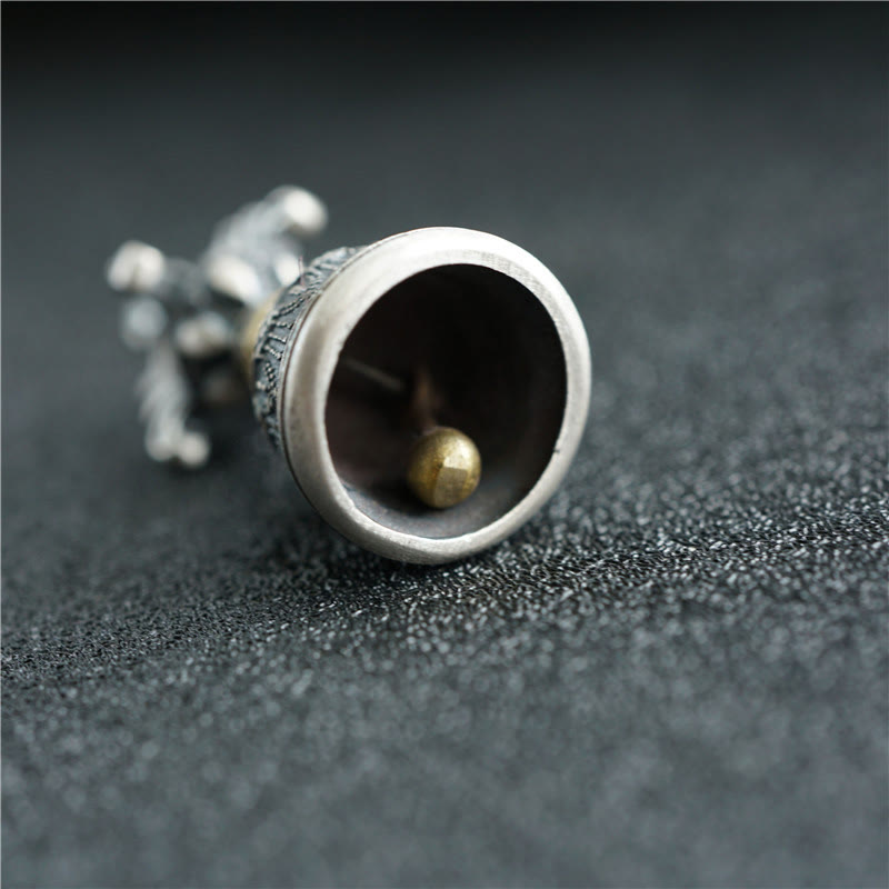 Buddha Stones Tibet 925 Sterling Silver Om Mani Padme Hum Dorje Campana Vajra Inciso Illuminazione Ciondolo Appeso Decorazione