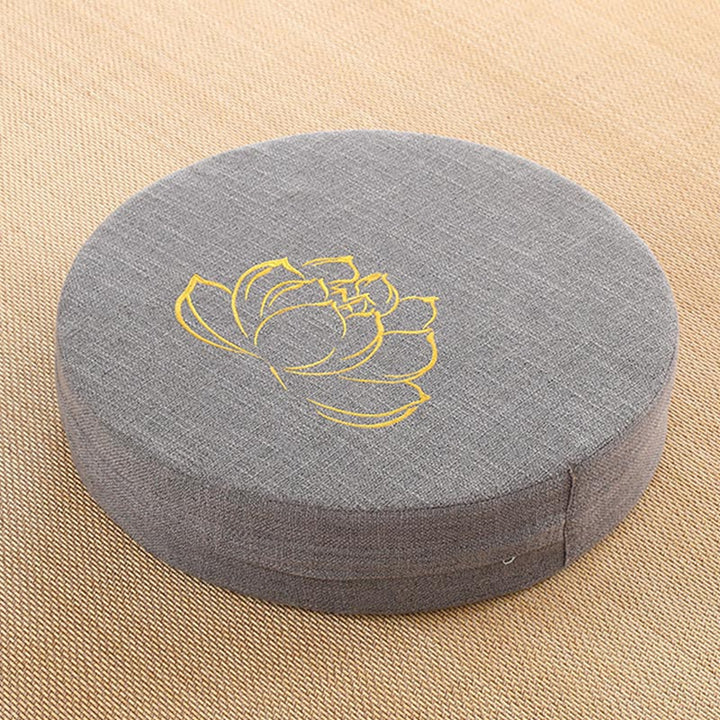 Cuscino per seduta da meditazione in cotone e lino con ricamo di loto Buddha Stones
