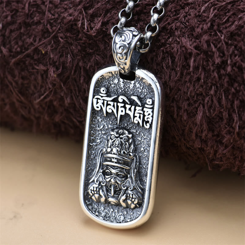 Buddha Stones 925 Sterling Silver Zakiram Dea della Ricchezza Om Mani Padme Hum Collana Pendente della Pace - image 1