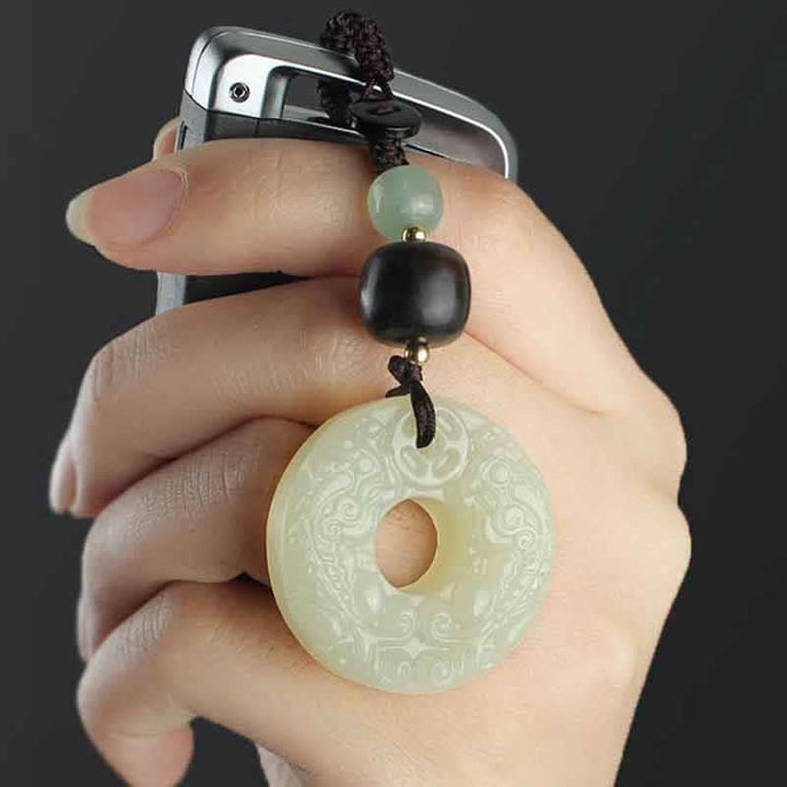 Buddha Stones PiXiu Jade Peace Buckle Abbondanza Ricchezza Portachiavi