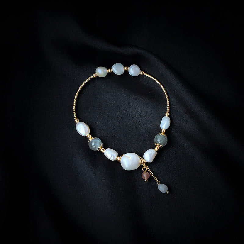 Braccialetto ottimismo con perle di quarzo fragola, pietra di luna e Buddha Stones