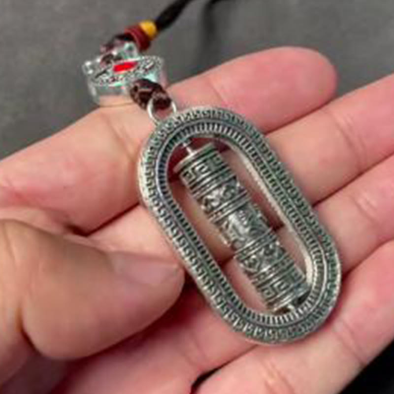 Buddha Stones Tibet Om Mani Padme Hum Ruota di preghiera Pace Girevole Decorazione da appendere all'auto