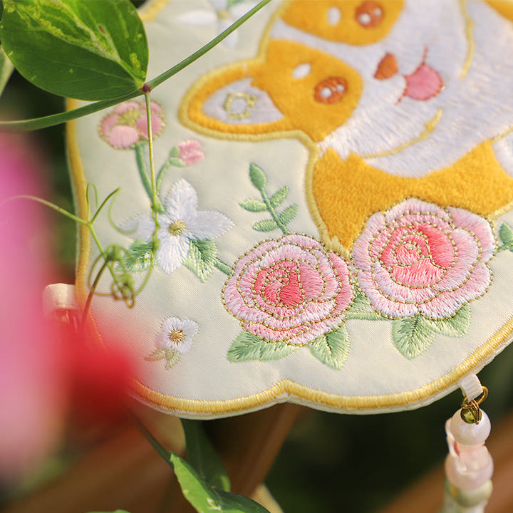 Buddha Stones Ricamo Panda Fortunato Gatto Shiba Inu Cervo Coniglio Volpe Fiore Animale Carino Borsa Hanfu Borsa A Tracolla Borsa A Tracolla