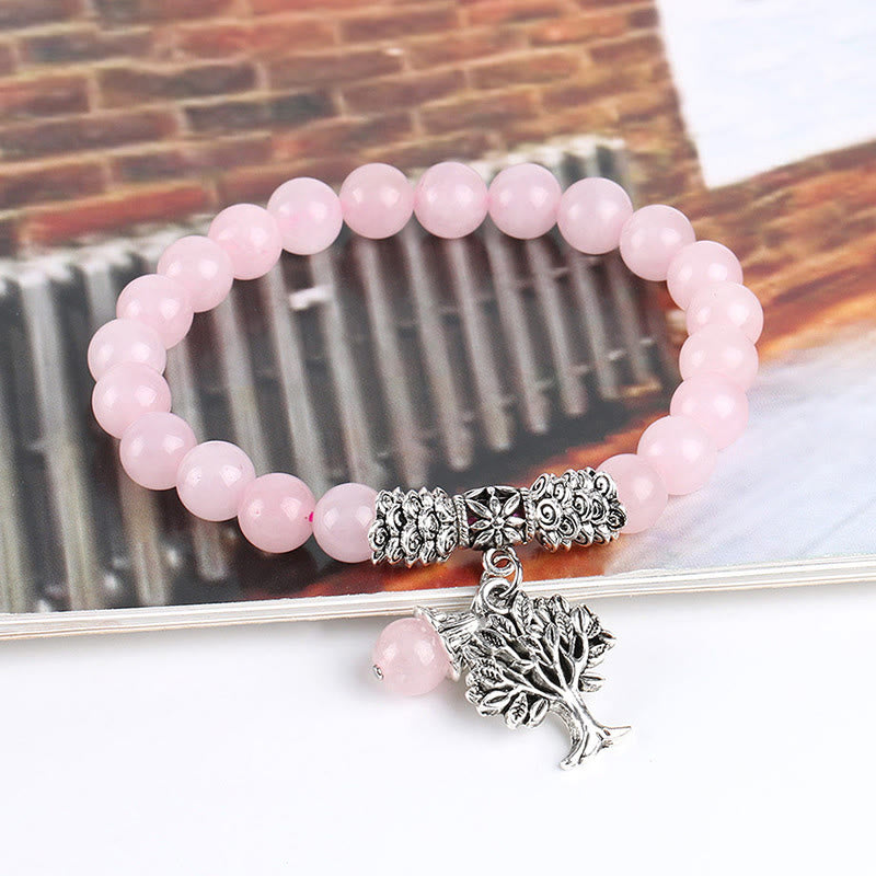 Braccialetto elastico portafortuna con albero della vita in pietra preziosa naturale Buddha Stones