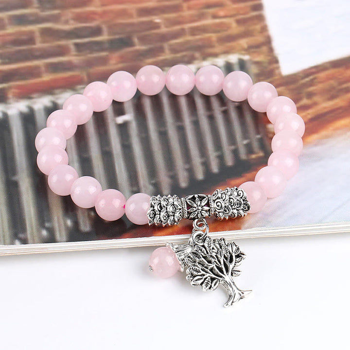 Braccialetto elastico portafortuna con albero della vita in pietra preziosa naturale Buddha Stones