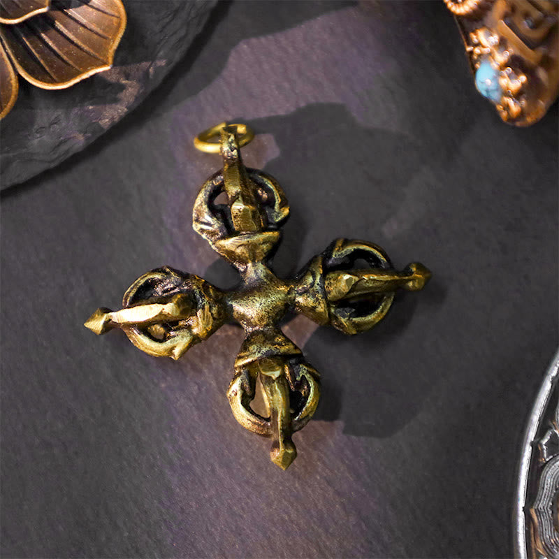 Buddha Stones Nepal Fatto a mano Doppio Dorje Rame Illuminazione Forza Vajra