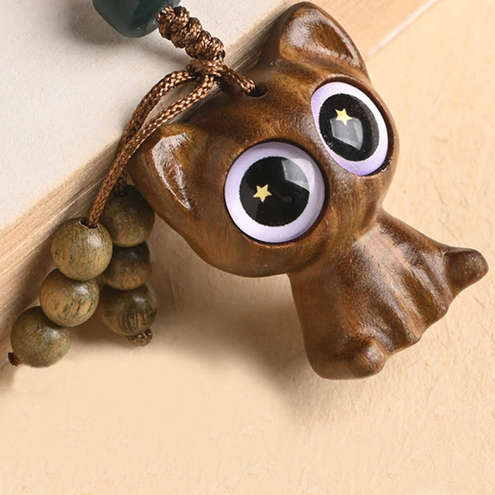 Buddha Stones Sandalo verde Gatto fortunato Pesce Koi Cura Portachiavi Telefono Appeso Decorazione - image 19