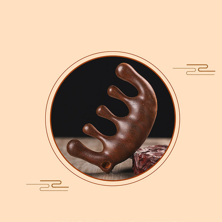 Pettine da massaggio semplice con nappa lenitiva in legno di sandalo verde