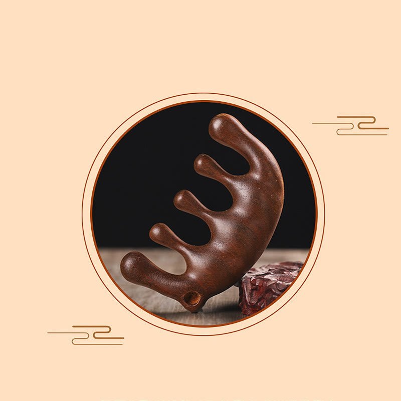 Pettine da massaggio semplice con nappa lenitiva in legno di sandalo verde