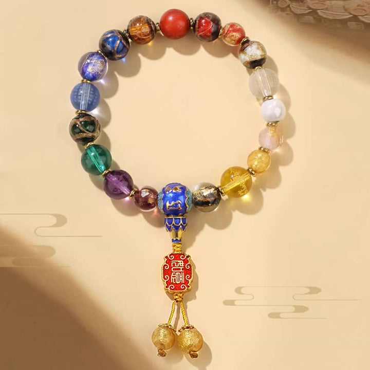 Buddha Stones Tibetano Incenso Colorato Cenere Perline di Vetro Liuli Om Mani Padme Hum Dorje Vajra 18 Perline Polso Mala