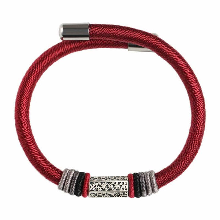 Bracciale Buddha Stones 925 Sterling Silver Om Mani Padme Hum Peace Red String