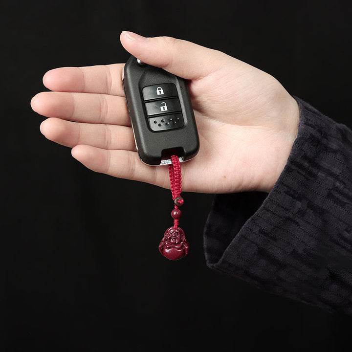 Buddha Stones Buddha che ride Cinabro Benedizione Collana Ciondolo Telefono Appeso Decorazione Portachiavi - image 10