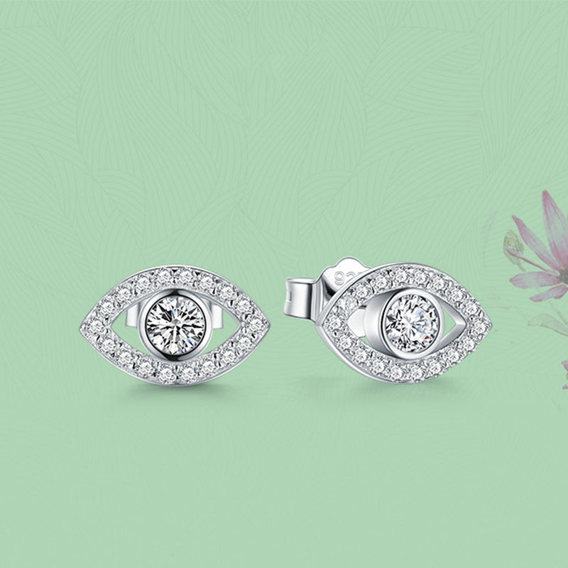 Orecchini a bottone con simbolo del malocchio in argento sterling 925 Buddha Stones