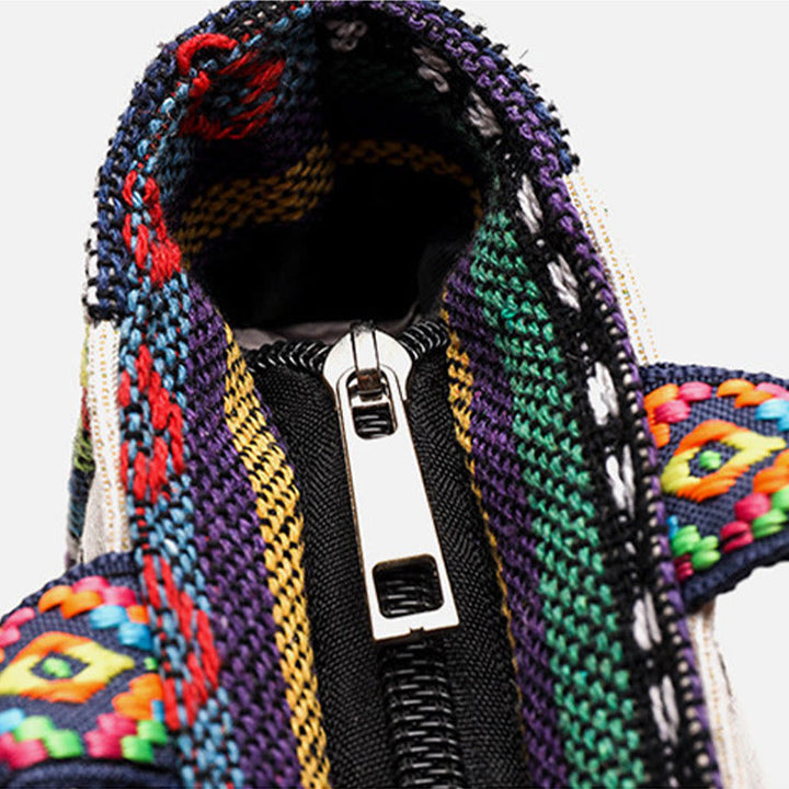 Borsa a tracolla in tela di grande capacità ricamata con elefante e farfalla , Buddha Stones