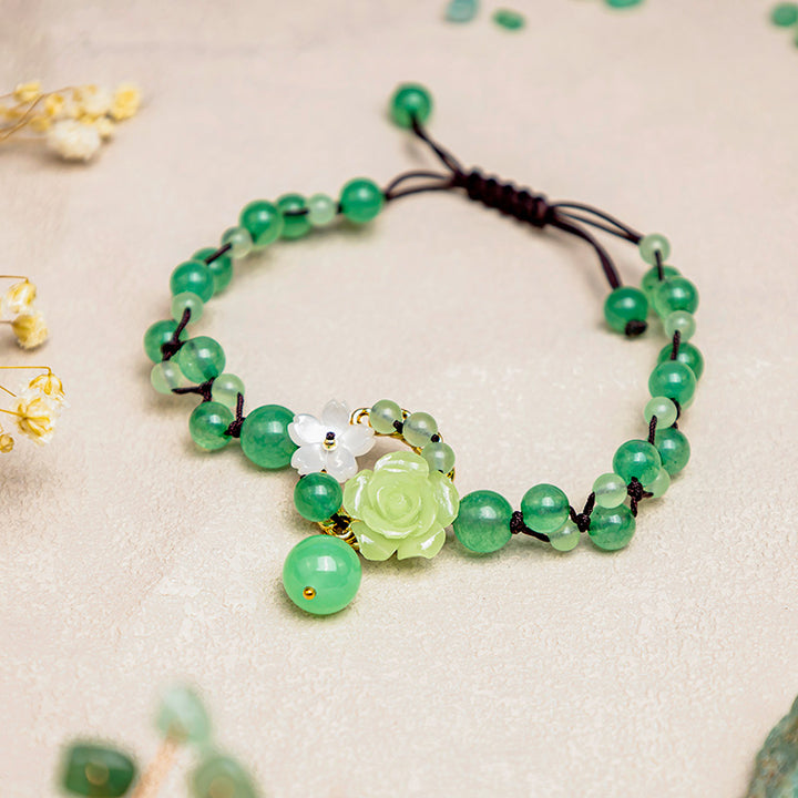 Buddha Stones Successo finanziario Giada intrecciata Prosperità Abbondanza Cavigliera