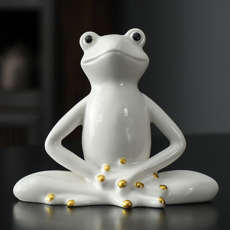 Decorazione statua rana zen in ceramica meditante
