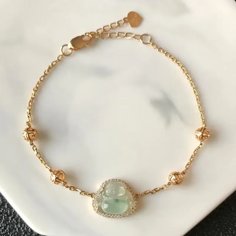 Braccialetto a catena con Buddha Stones Laughing Buddha Jade Abundance