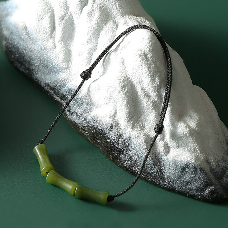 Bracciale Buddha Stones Green Bamboo Jade Pattern Luck Abundance