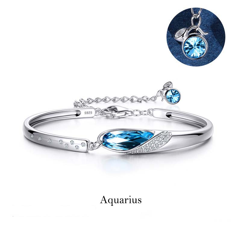 Bracciale con ciondolo Buddha Stones in rame placcato argento 925 con 12 costellazioni dello zodiaco