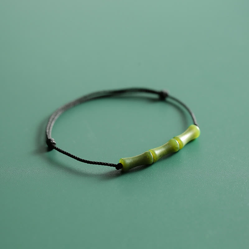 Bracciale Buddha Stones Green Bamboo Jade Pattern Luck Abundance