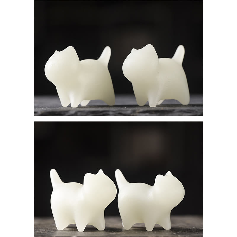 Buddha Stones 2 pezzi Mini carino gatto Glowstone luminoso gatto fortunato decorazione energetica - image 9