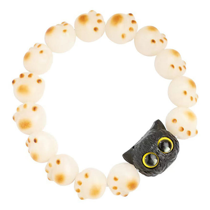 Buddha Stones Semi di Bodhi naturali Sandalo rosso Braccialetto della pace con zampa di gatto fortunato - image 7