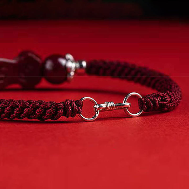 Bracciale intrecciato con Buddha Stones, PiXiu, Cinabro, Ricchezza e Fortuna, fatto a mano