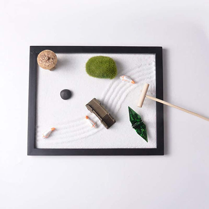Buddha Stones Koi Pesce Piccolo Ponte Erba Paesaggio Pace Meditazione Zen Giardino Decorazione