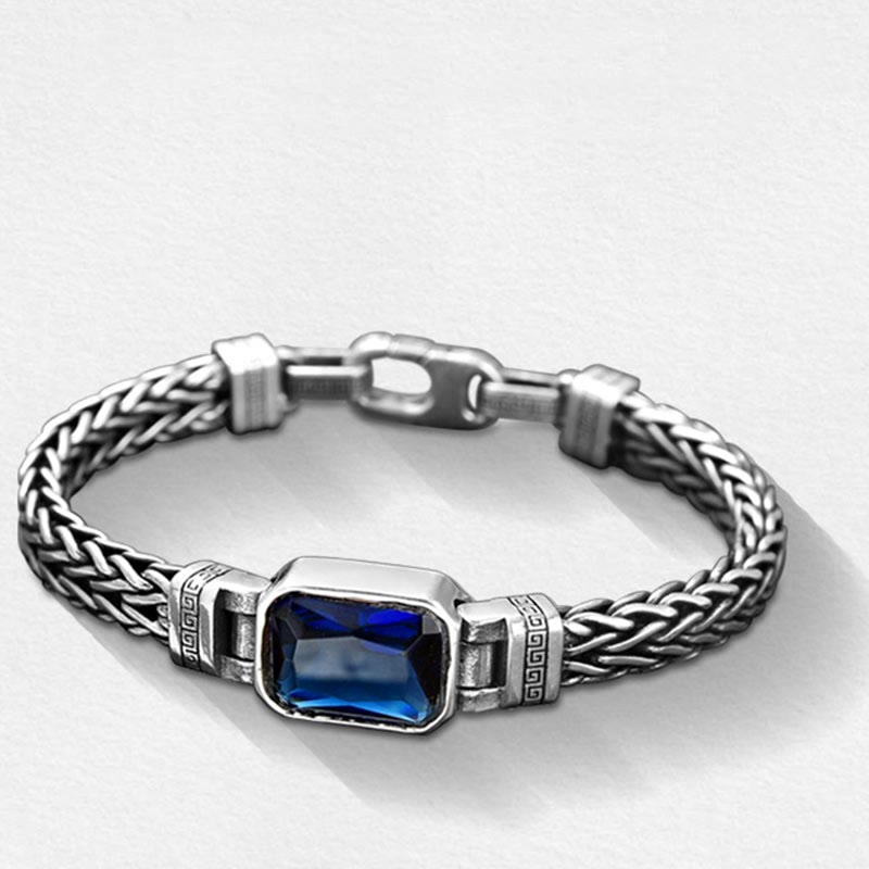 Bracciale con fibbia per la ricchezza e guarigione con chiglia di drago in acrilico blu retrò Buddha Stones