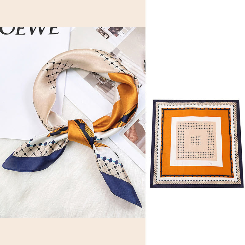 Sciarpa per capelli al collo in seta di gelso al 100%, motivo: Buddha Stones , scena pastorale, mongolfiera, fiori primaverili