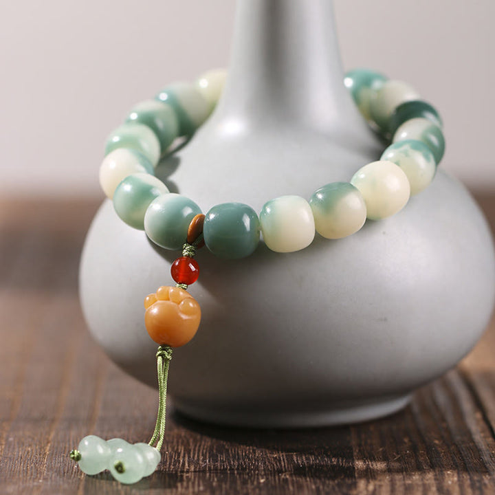 Bracciale della pace Buddha Stones, semi di Bodhi sfumati, volpe a nove code, zampa di gatto, artiglio di pigna - Zampa di gatto gialla (circonferenza del polso 16-17 cm) - image 13