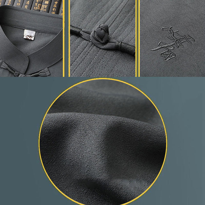 Buddha Stones Tang Suit Hanfu Drago Cinese Tradizionale Kung Fu Uniforme Manica Corta Top e Pantaloni Abbigliamento Uomo Set - image 13