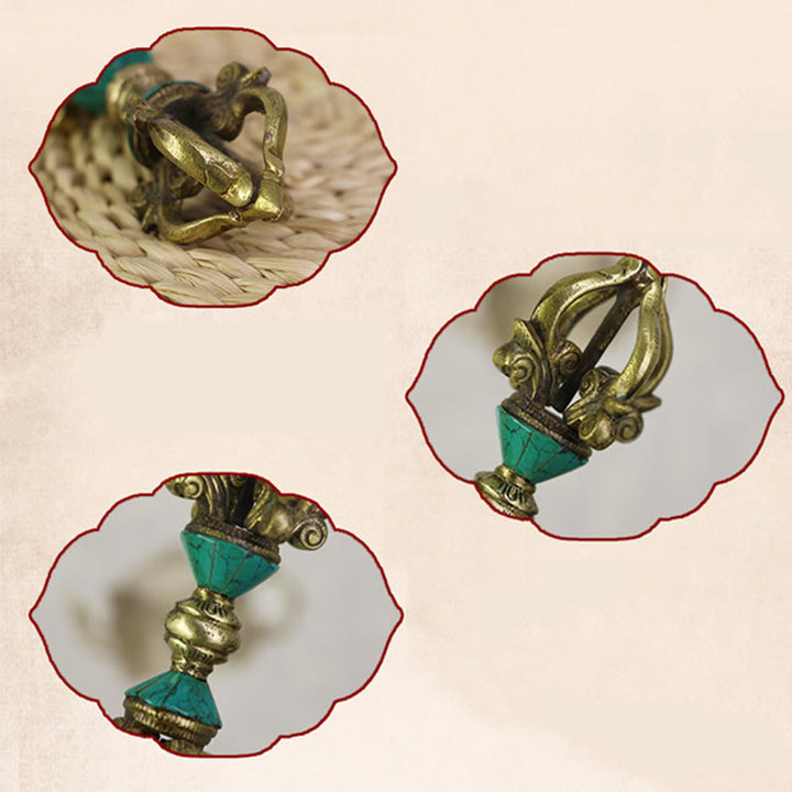 Buddha Stones Tibetano a cinque punte Vajra Dorje Artigianale Nepal Potere spirituale Decorazione in rame