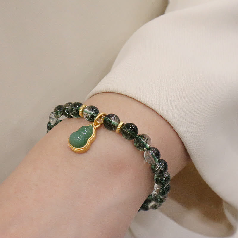 Braccialetto con ciondolo Buddha Stones naturale verde fantasma della fiducia in zucca