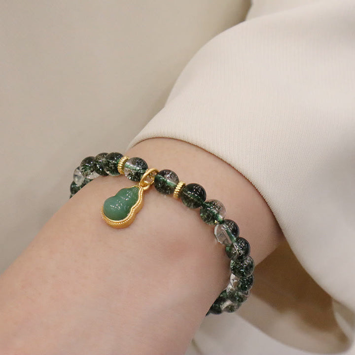 Braccialetto con ciondolo Buddha Stones naturale verde fantasma della fiducia in zucca