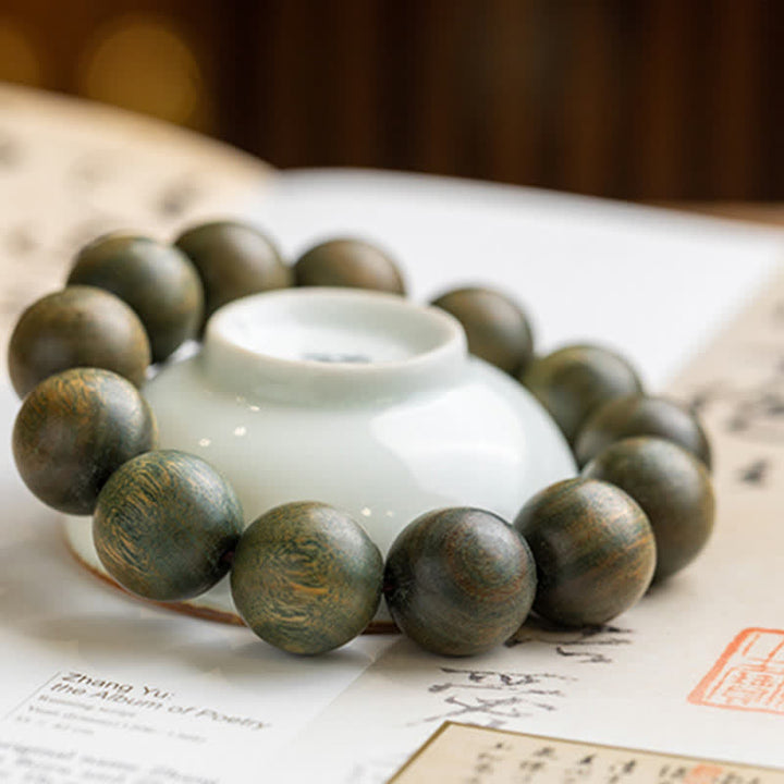 Braccialetto curativo lenitivo in legno di sandalo verde tibetano