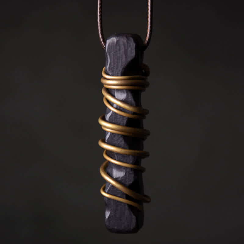 Collana pendente in Buddha Stones Tibet Ebano Legno Rame Equilibrio Pace - image 1
