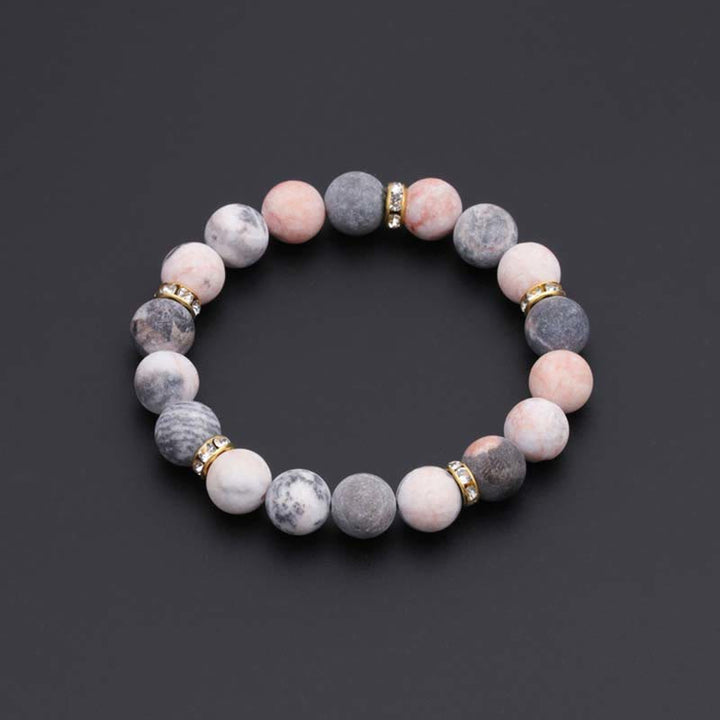 Braccialetto di perline di diaspro zebrato con cristalli curativi per ansia e stress Buddha Stones