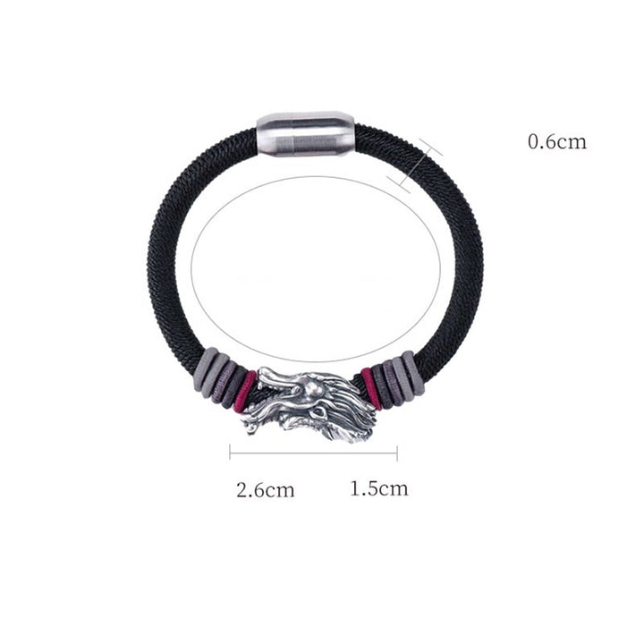 Braccialetto Buddha Stones 999 Sterling Silver Dragon Luck fatto a mano intrecciato per bambini e adulti