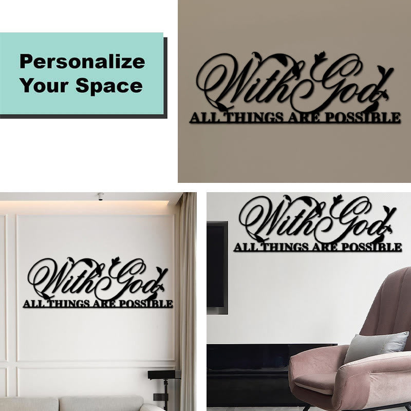 Con Dio tutte le cose sono possibili cartello in metallo da parete