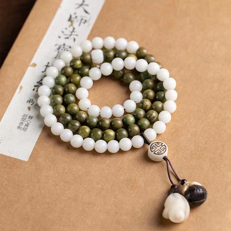 Braccialetto rilassante con semi di Bodhi in legno di sandalo verde naturale Buddha Stones