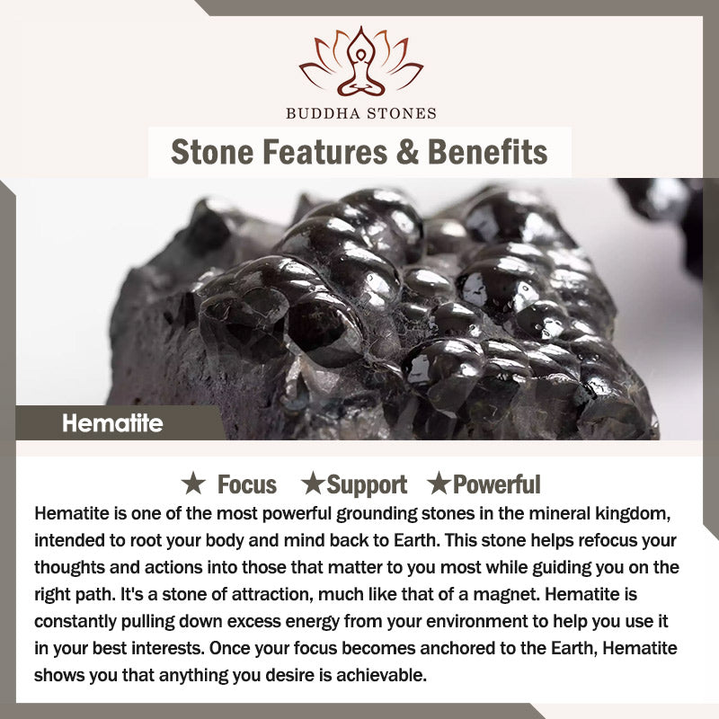 Braccialetto di protezione in ematite con le 12 costellazioni dello zodiaco Buddha Stones