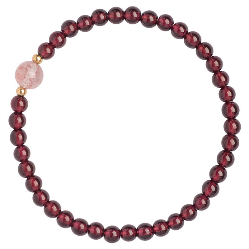 Bracciale Buddha Stones Natural Garnet Strawberry Quartz Calm