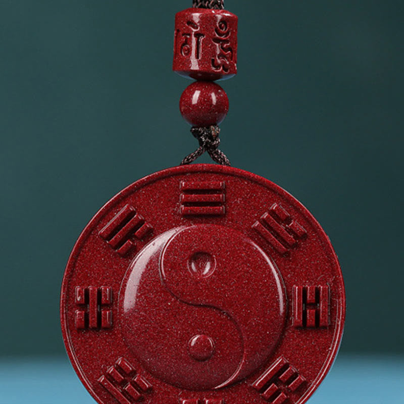 Collana con ciondolo di benedizione Buddha Stones Cinnabar Yin Yang Bagua - image 4