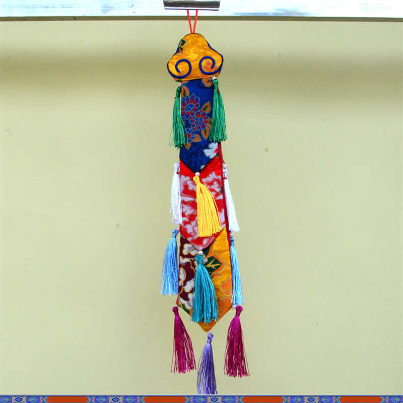 Fiore di loto Otto simboli di buon auspicio Meditazione Illuminazione Nappe colorate Arte murale