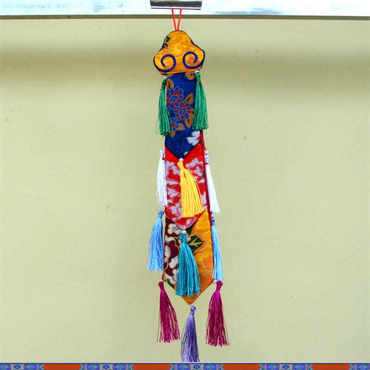 Fiore di loto Otto simboli di buon auspicio Meditazione Illuminazione Nappe colorate Arte murale